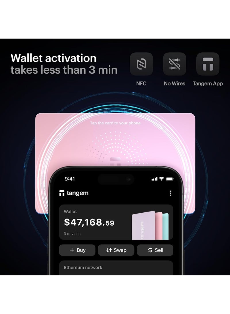 tangem محفظة العملات الرقمية 2.0 [عبوة من 3 بطاقات] - سماء وردية - Image 3